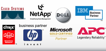 Cisco Systems, Net App, Dell, IBM, Citrix, HP Business Partner, Microsoft Gold Certified Partner, APC